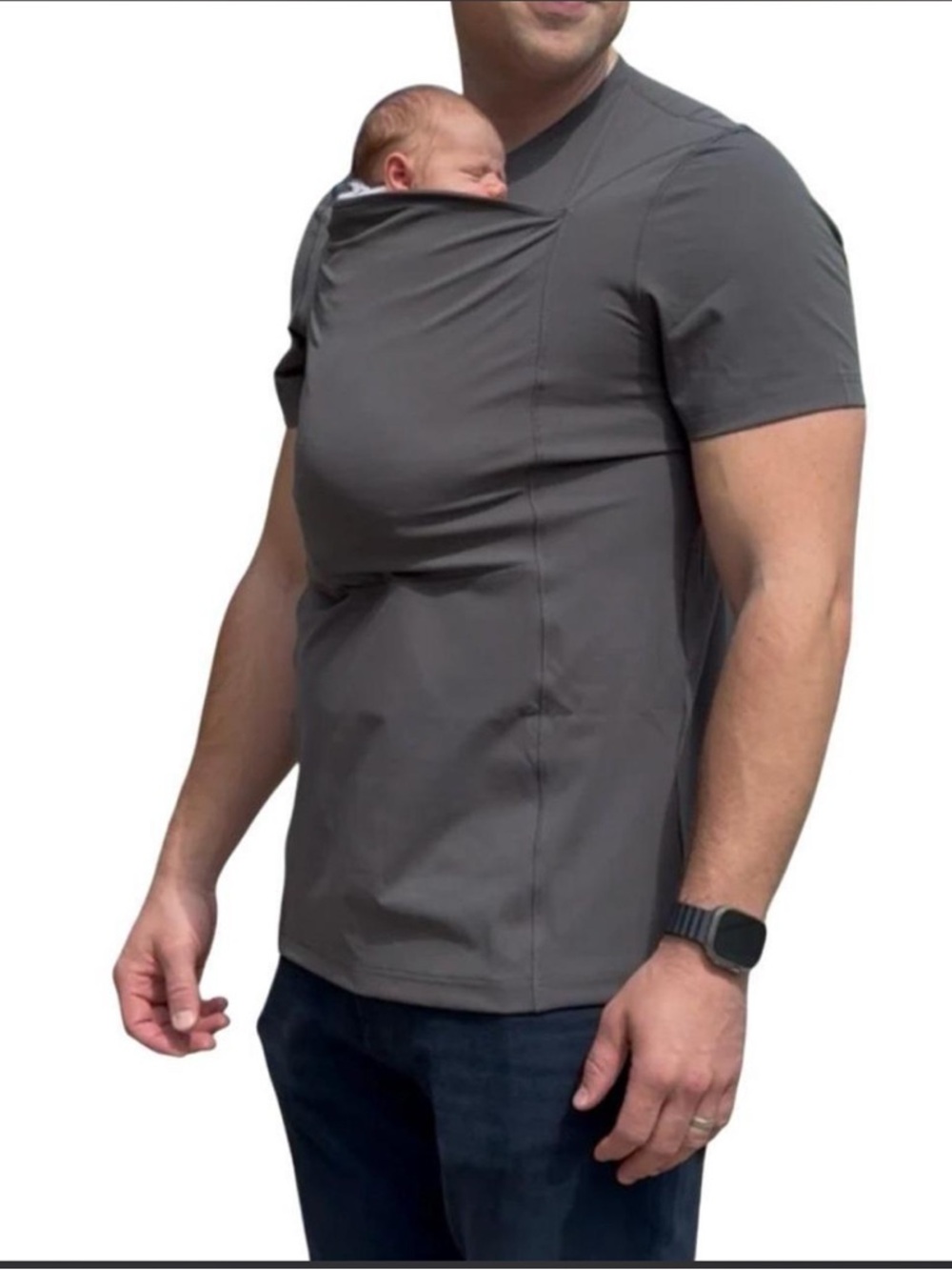 Men's Short Sleeve Babywearing T‑Shirt - Gray